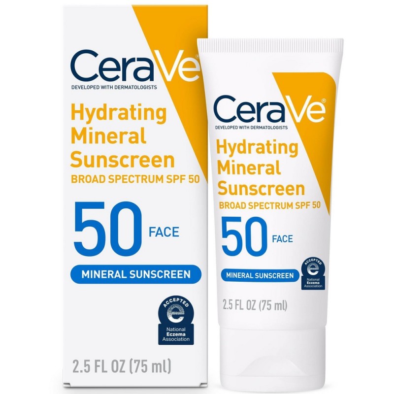 Cerave Hydrating Mineral Sunscreen Broad Spectrum SPF50 75ml - Focallure